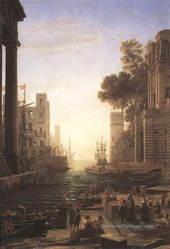 Plage œuvres - Embarquement de St Paula Romana à Ostia paysage Plage de Claude Lorrain